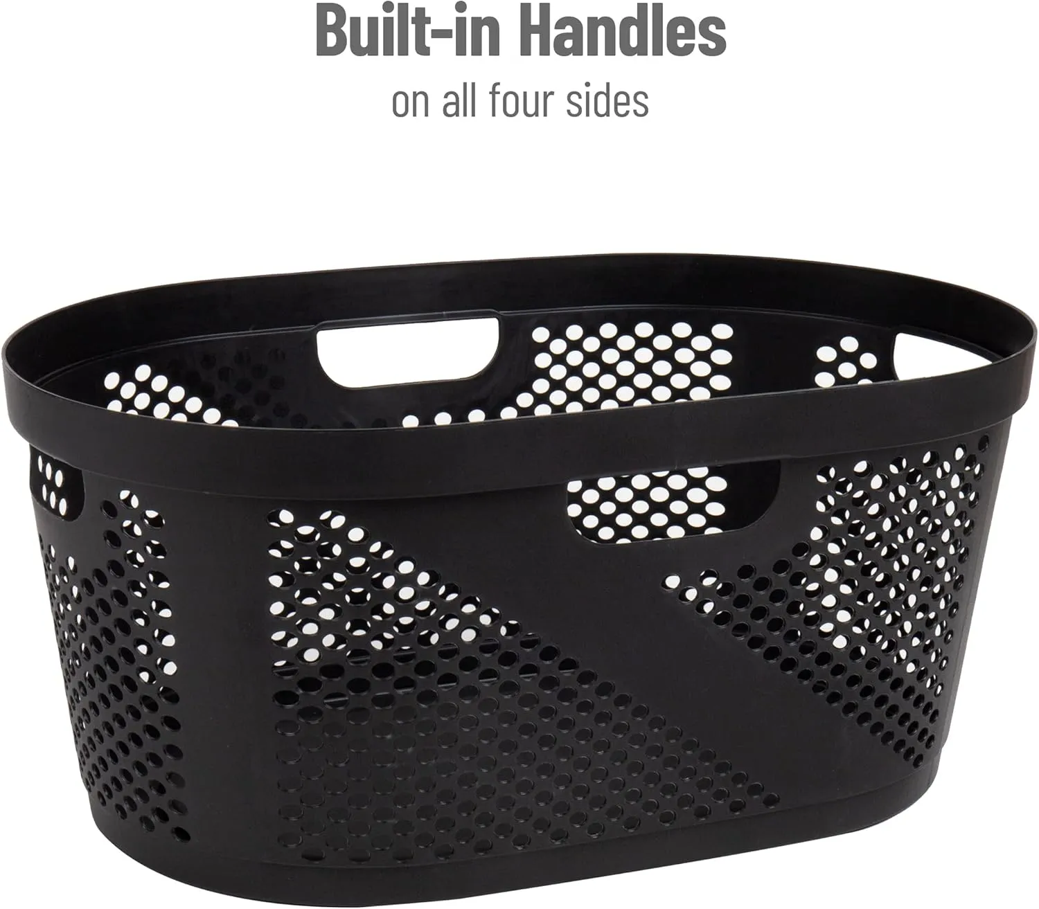 Mind Reader 40L Laundry Basket, Clothes Hamper, Ventilated, Plastic, 23"L x 14.5"W x 10.5"H, Set of 2, Black