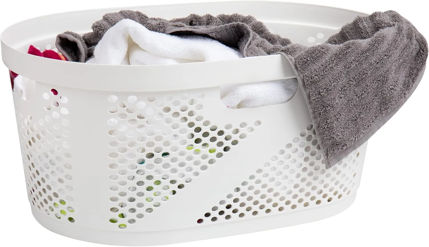 Mind Reader 40L Laundry Basket, Clothes Hamper, Ventilated, Plastic, 23"L x 14.5"W x 10.5"H, Set of 2, White