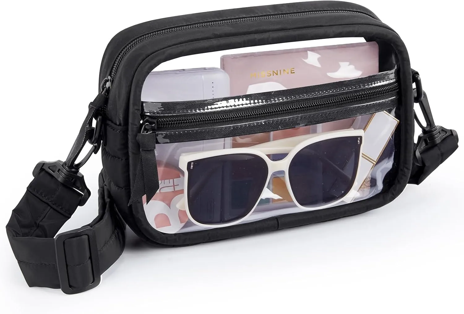 Missnine Clear Bag for Stadium Events Puffy Quilted Clear Purse for Women PVC Crossbody Bag Concert Shoulder Purse