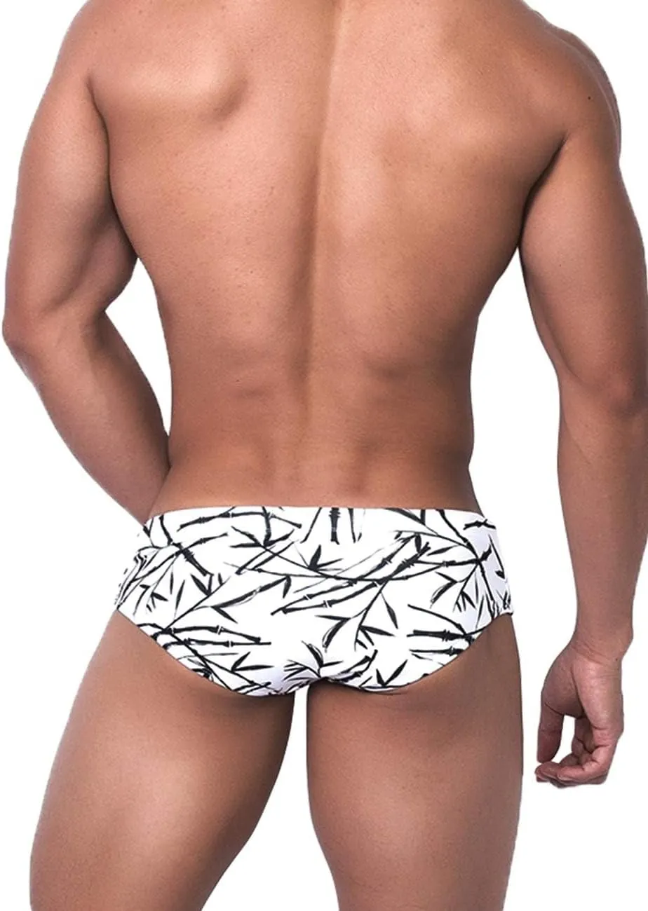 MIZOK Men's Nylon Swimsuit Quick Dry Bikini Swim Briefs Sexy Low Rise Bathing Suit
