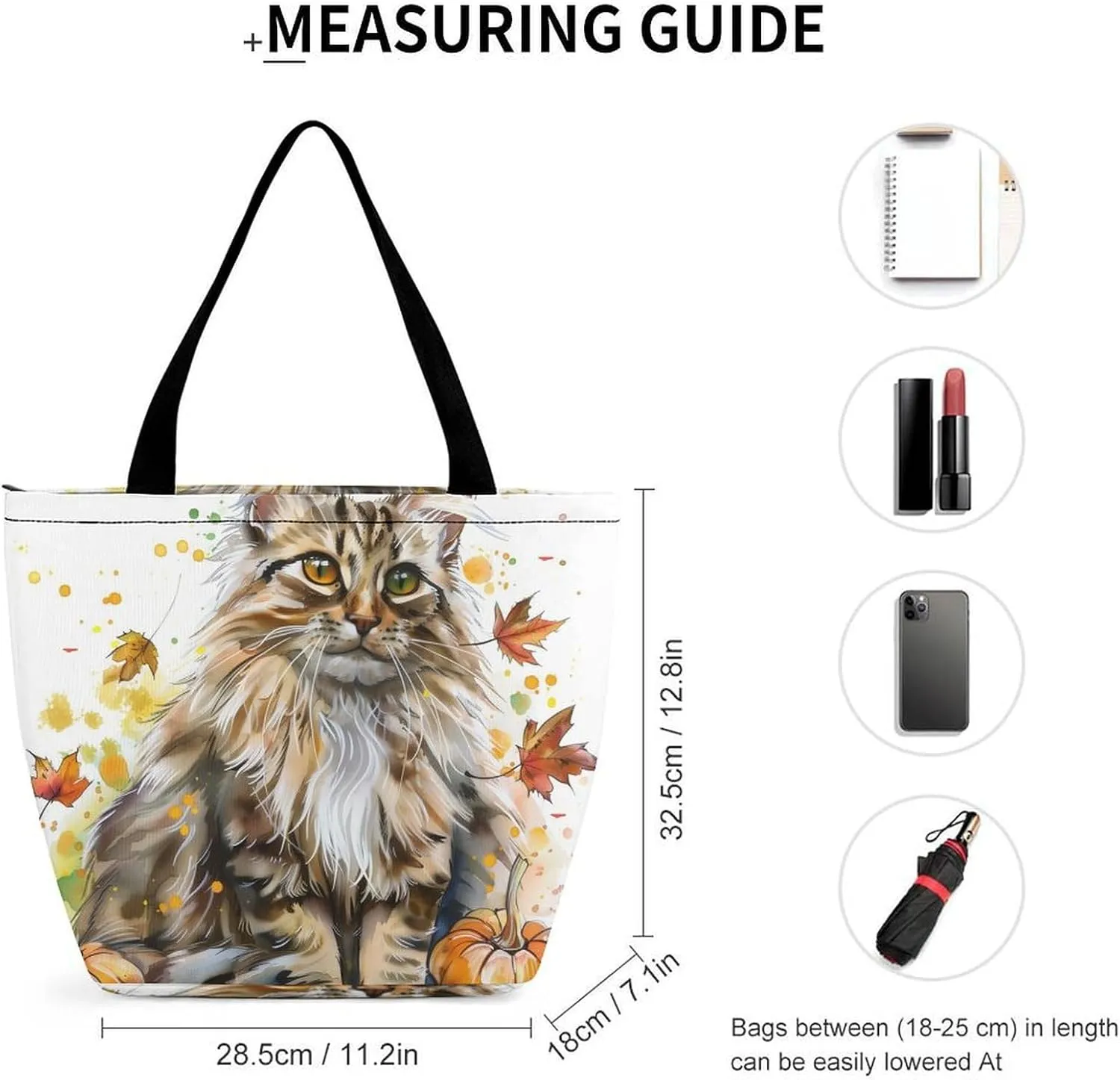MoBlinko Cat Fall Women Tote Bags Yoga Reusable Grocery Bagsshoulder Bag Handbag with Zipper