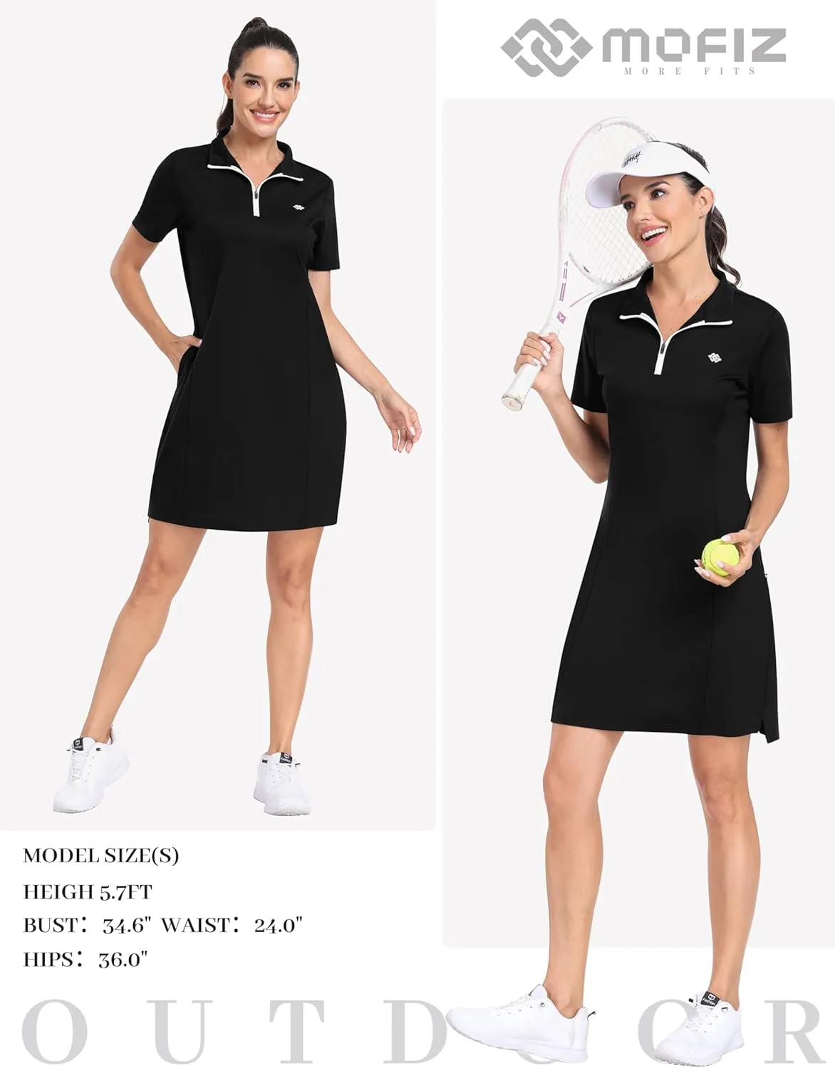 MoFiz Women's Golf Tennis Dress Sports Polo Dress Short Sleeve Quick Dry Casual Workwear Button