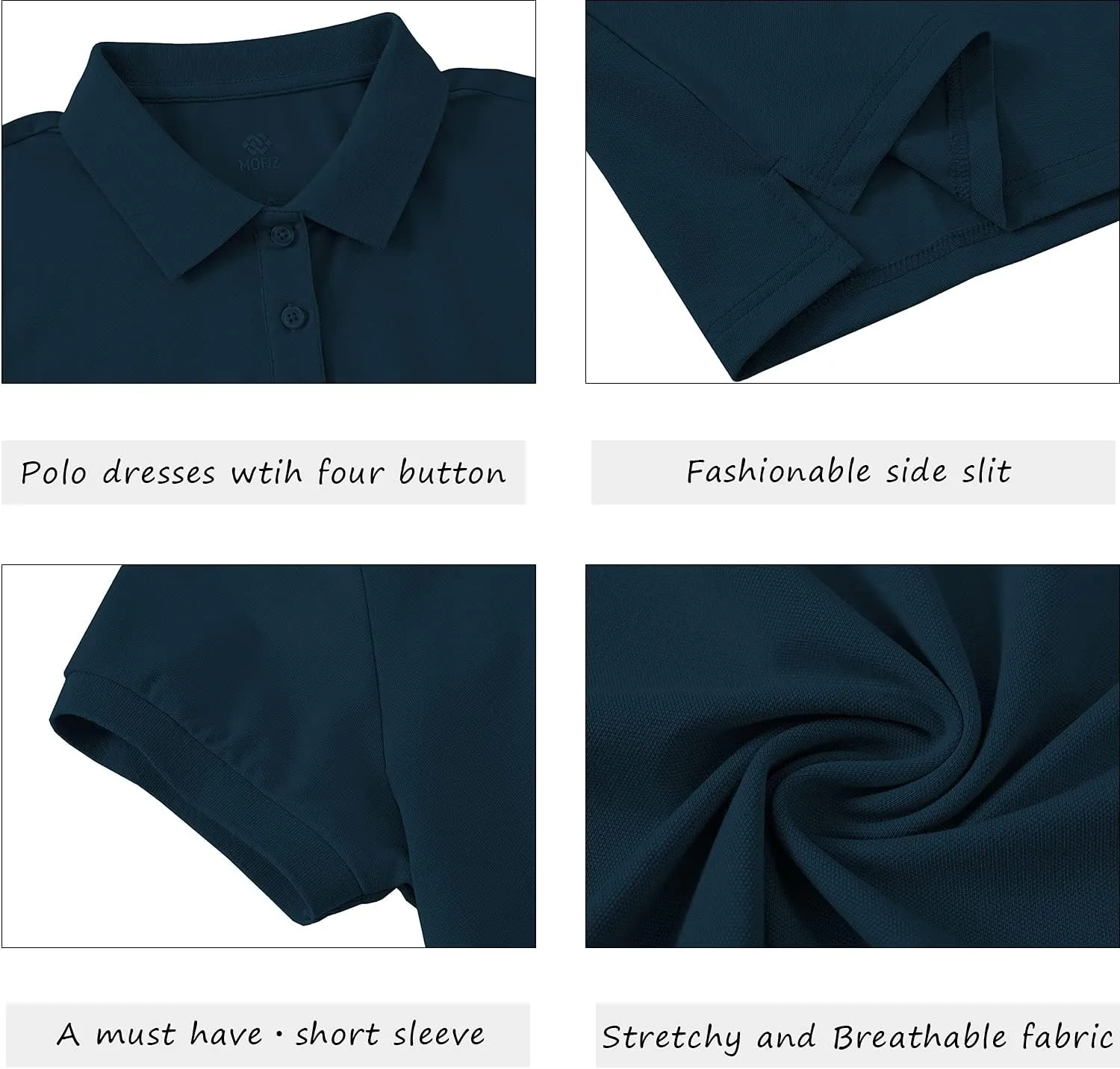 MoFiz Women's Golf Tennis Dress Sports Polo Dress Short Sleeve Quick Dry Casual Workwear Button