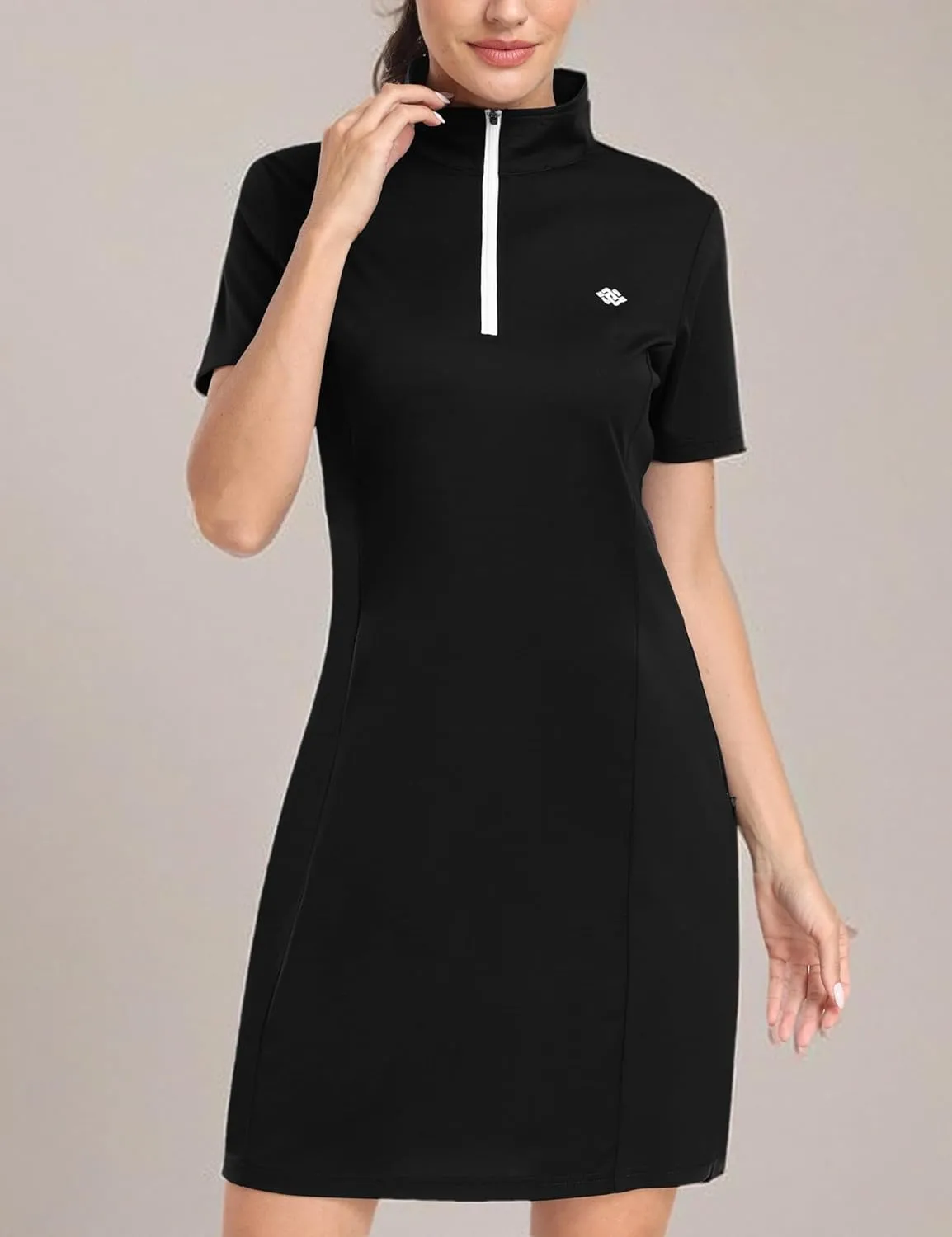 MoFiz Women's Golf Tennis Dress Sports Polo Dress Short Sleeve Quick Dry Casual Workwear Button