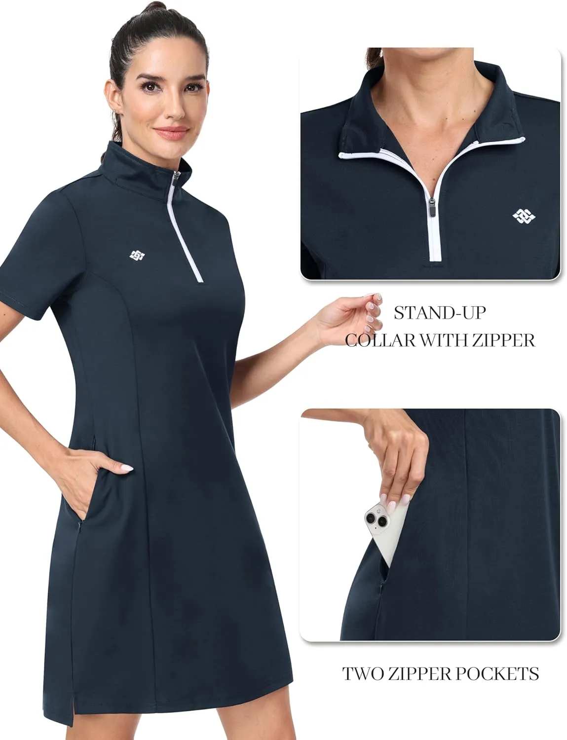 MoFiz Women's Golf Tennis Dress Sports Polo Dress Short Sleeve Quick Dry Casual Workwear Button