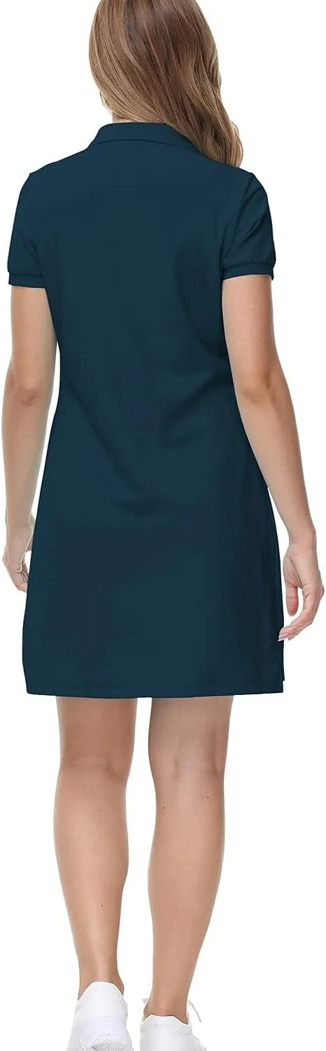 MoFiz Women's Golf Tennis Dress Sports Polo Dress Short Sleeve Quick Dry Casual Workwear Button