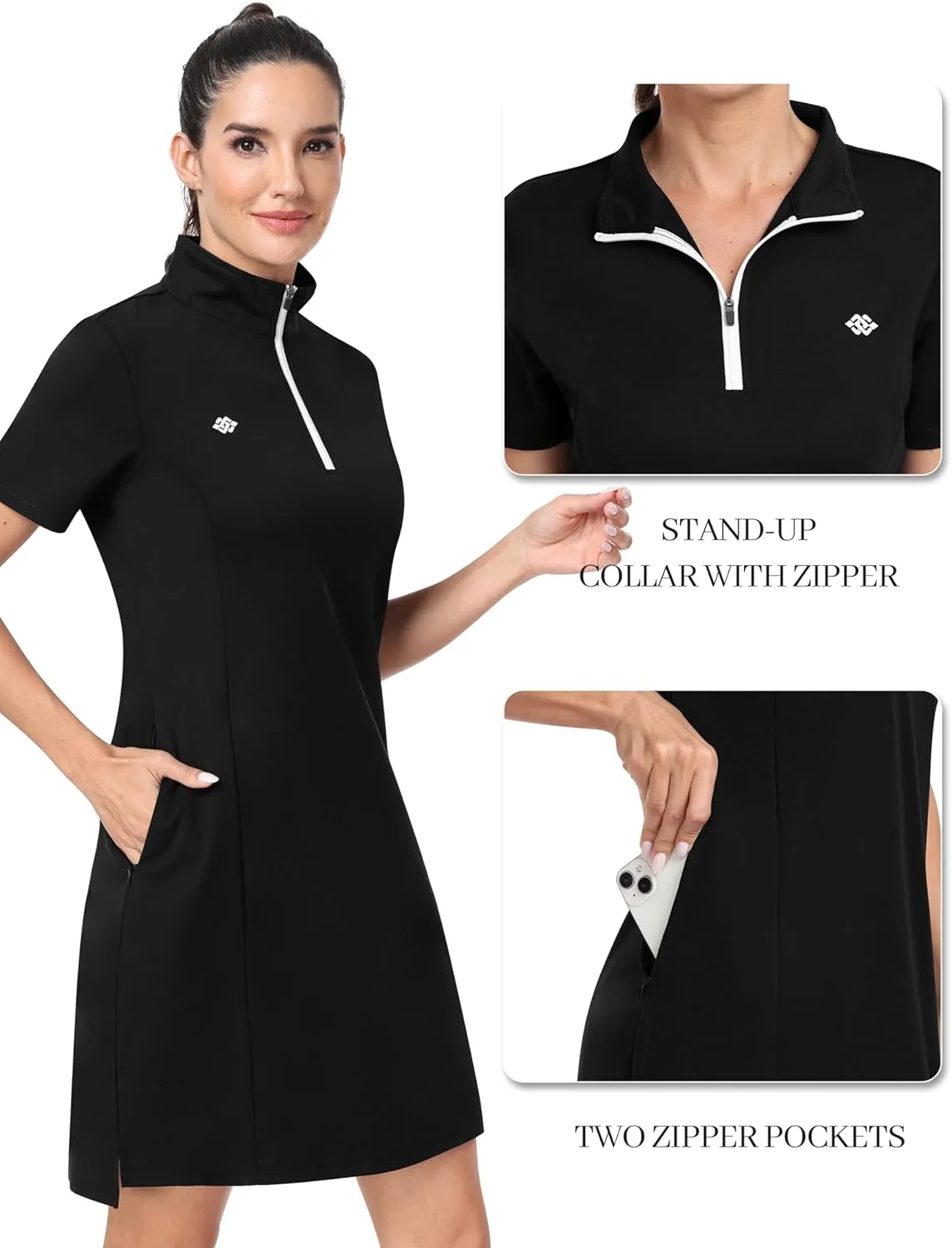 MoFiz Women's Golf Tennis Dress Sports Polo Dress Short Sleeve Quick Dry Casual Workwear Button