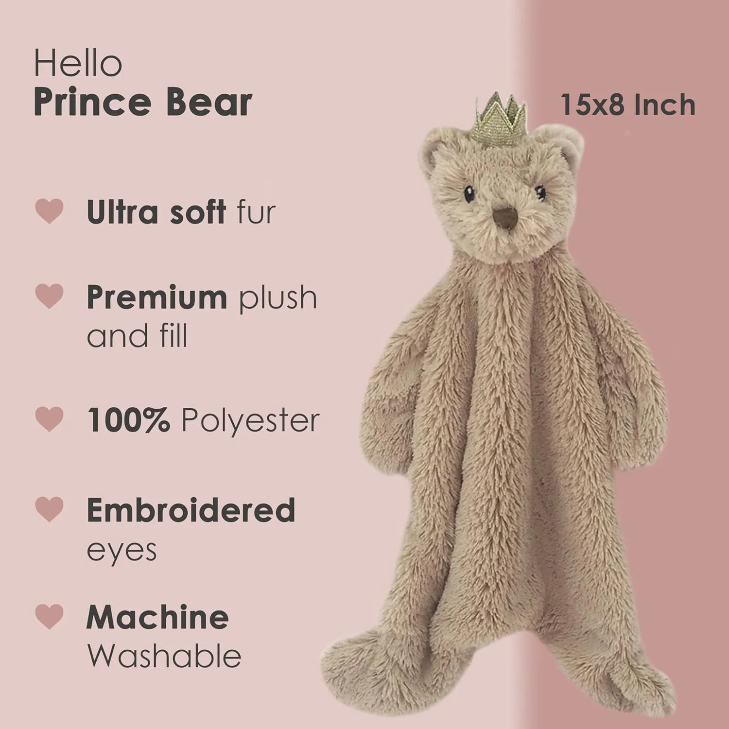 MON AMI Prince Teddy Bear Plush Lovey for Babies – 15” | Security Blanket for Newborns