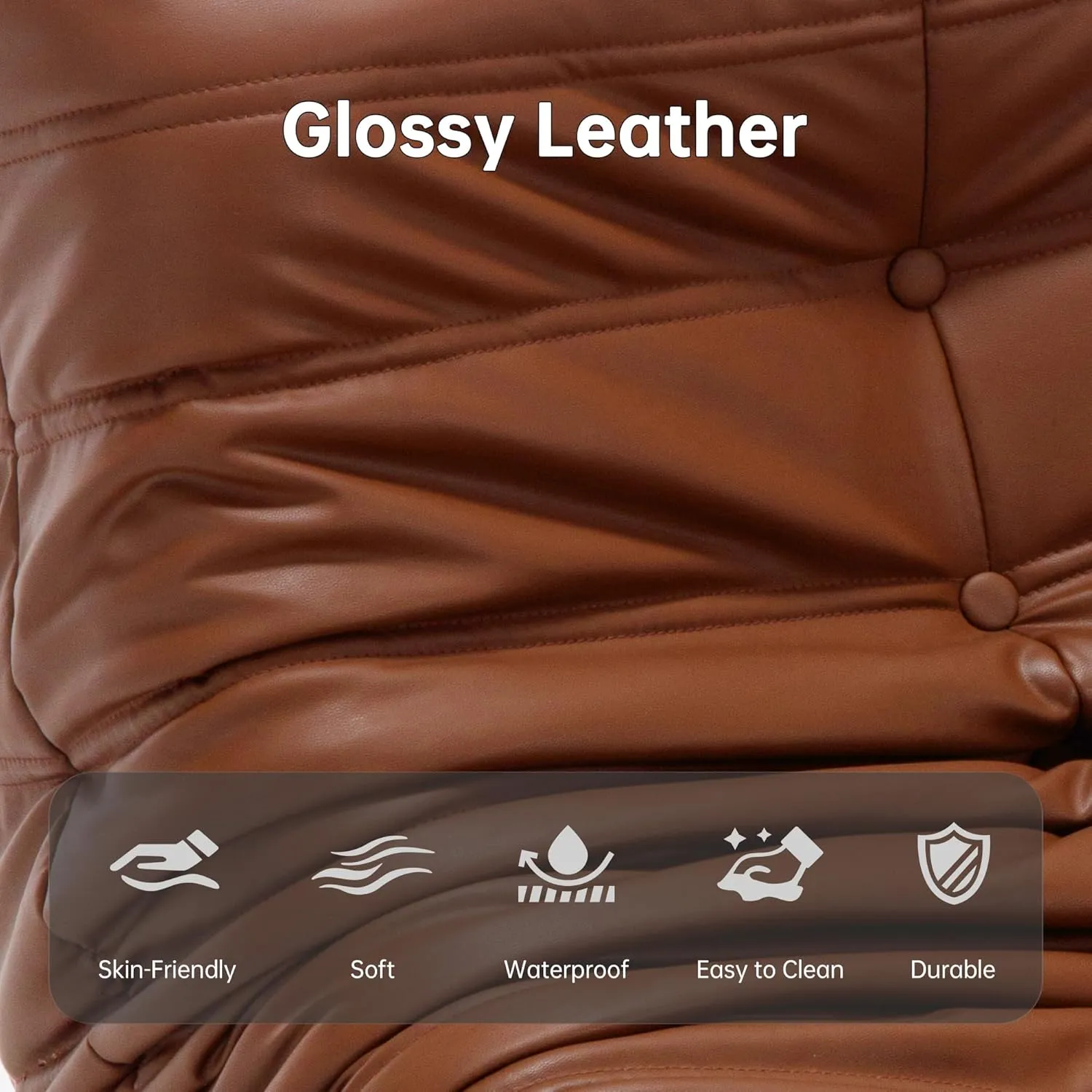 Morden Fort Big Bean Bag Chair for Adults, Faux Leather Bean Bag Sofa, Memory Foam Lounge Chairs with Ergonomic Design, Lazy Togo Chair for Living Room, Bedroom, Dorm, Office(Brown)