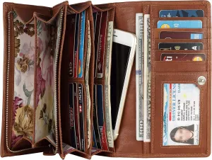 Mou Meraki Women RFID Blocking Genuine Leather Bifold Wallet-Clutch For Women-Shield Against Identity Theft