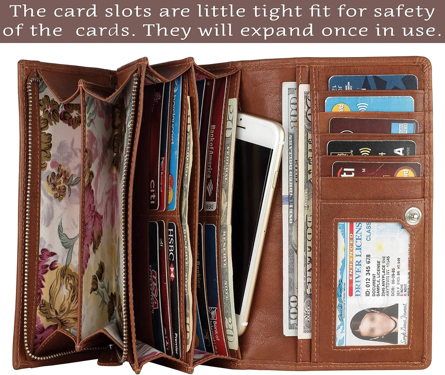 Mou Meraki Women RFID Blocking Genuine Leather Bifold Wallet-Clutch For Women-Shield Against Identity Theft