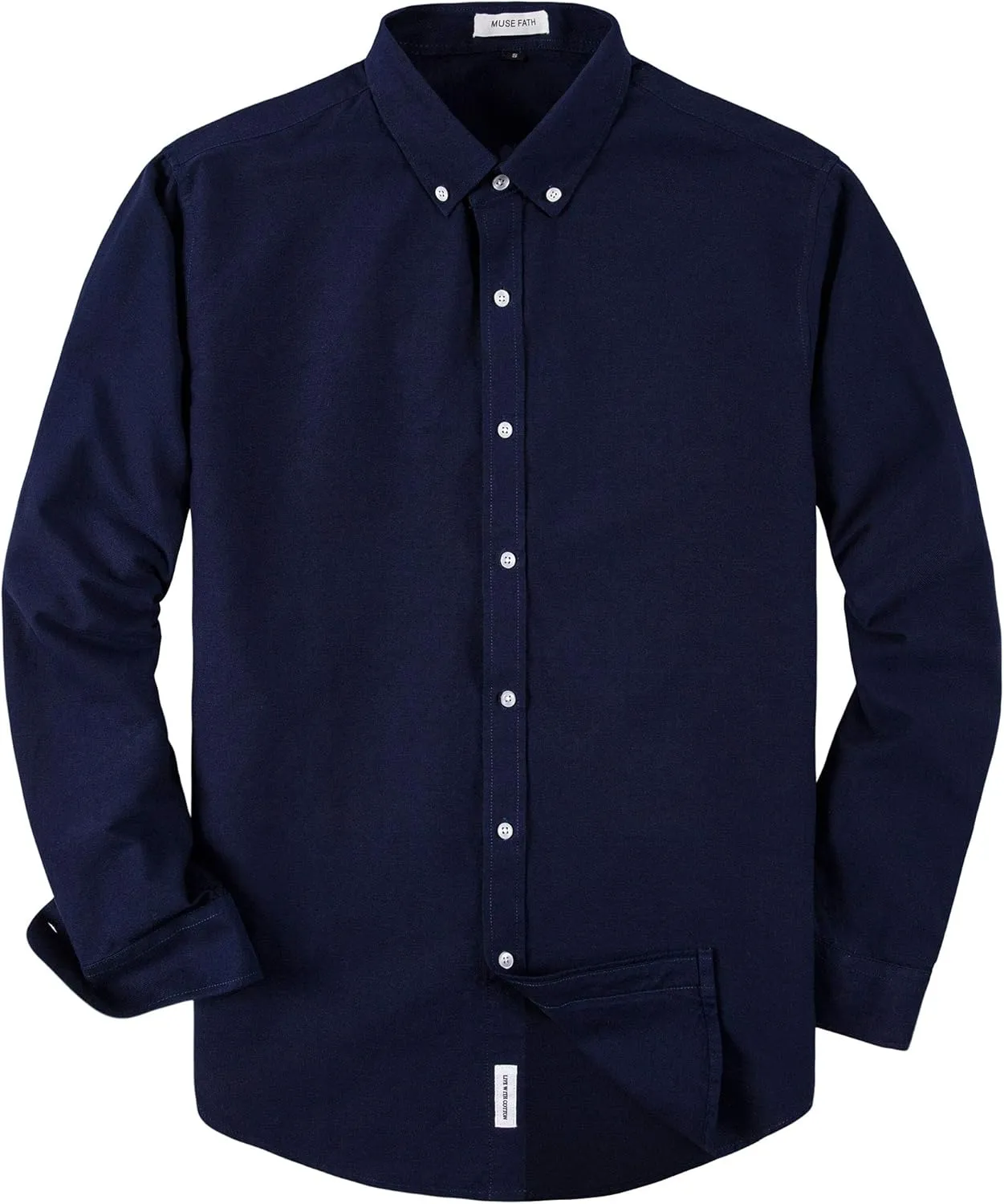 MUSE FATH Men's Oxford Dress Shirt-Cotton Casual Regular Fit Long Sleeve Shirt