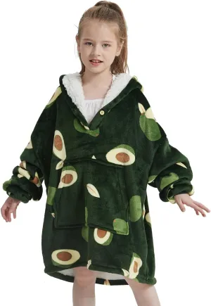 NAFLEAP Wearable Blanket Kids Hoodie Oversized Fleece Sherpa Christmas Sweatshirt Gift for Girls