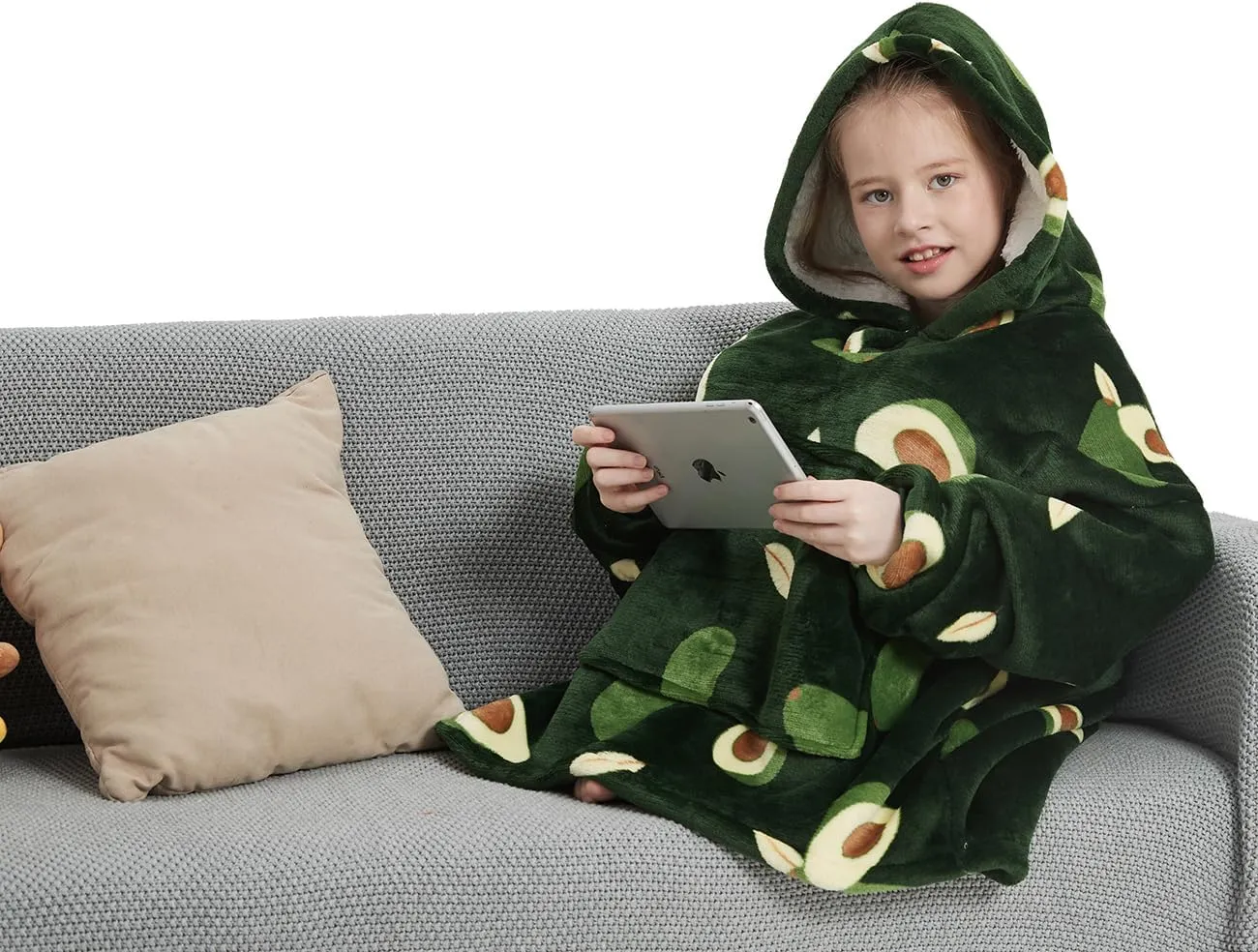 NAFLEAP Wearable Blanket Kids Hoodie Oversized Fleece Sherpa Christmas Sweatshirt Gift for Girls