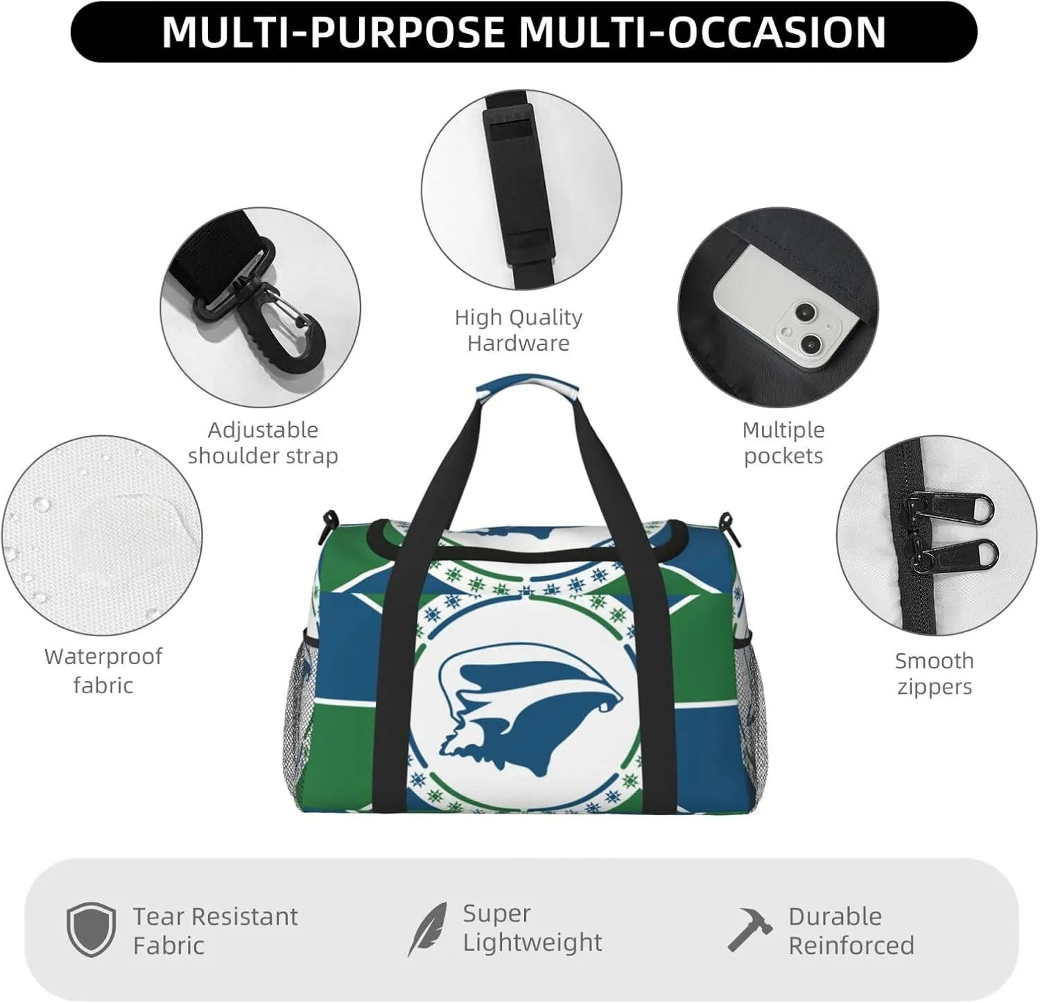National Emblem Of Martinique Travel Duffel Bag Large Foldable Waterproof Overnight Bag For Beach Swim Bags Pool Sports Gym