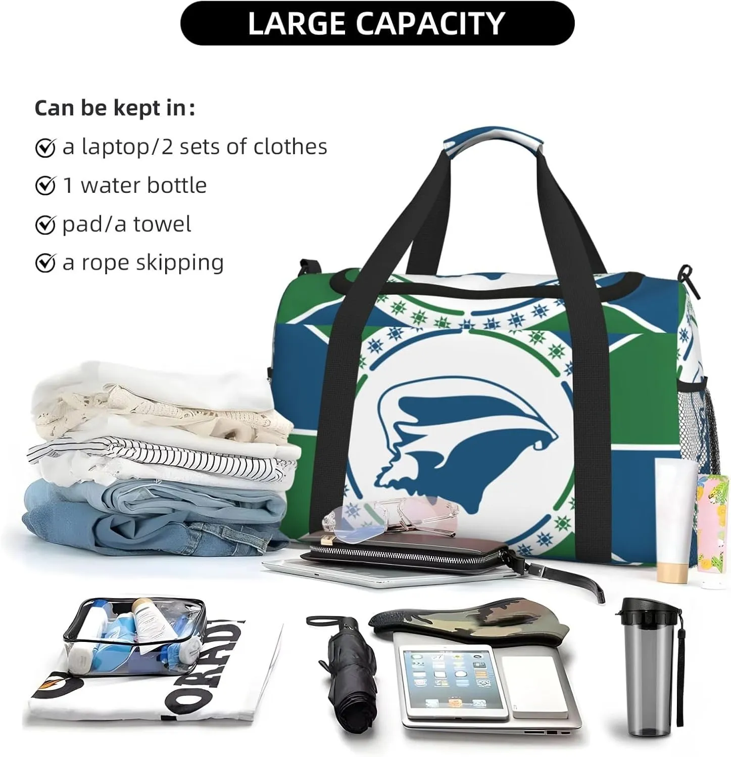 National Emblem Of Martinique Travel Duffel Bag Large Foldable Waterproof Overnight Bag For Beach Swim Bags Pool Sports Gym