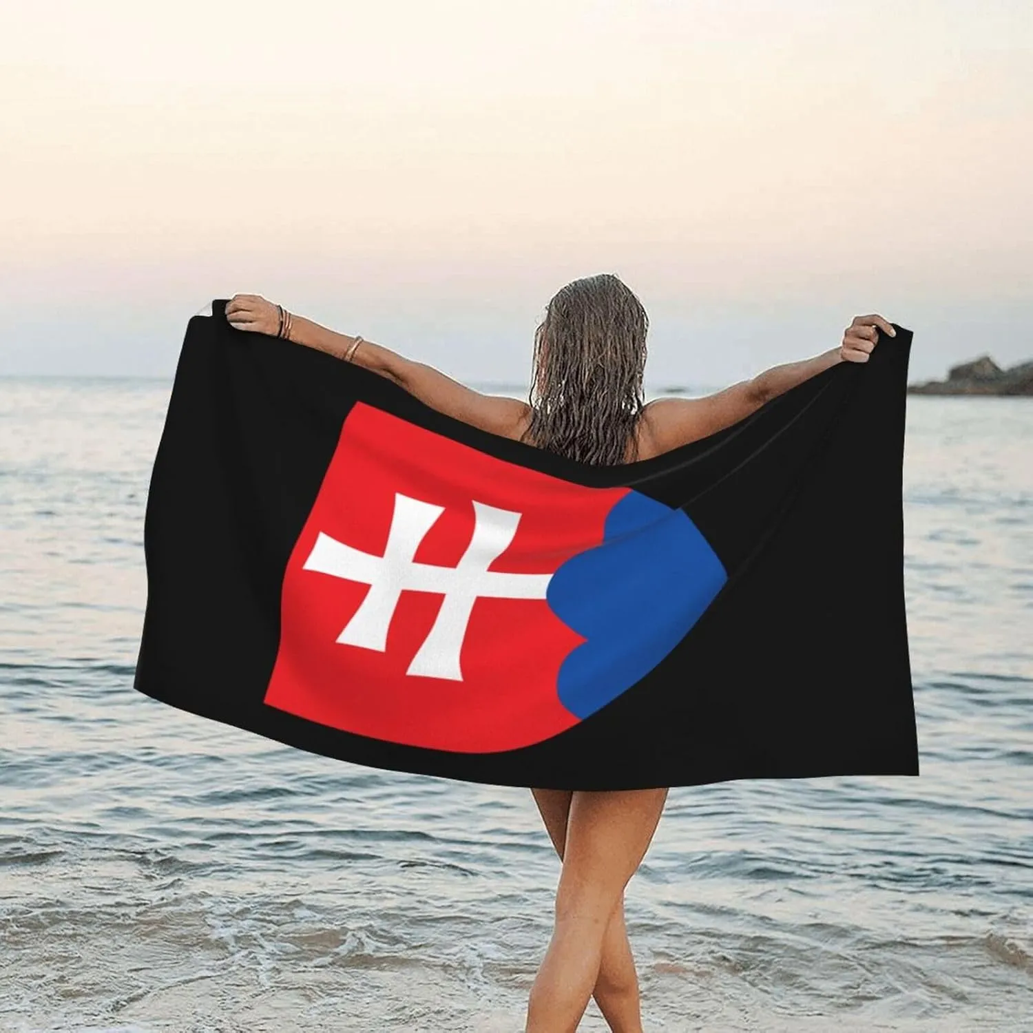 National Emblem of Slovakia Beach Towel with Travel Bag 27.5"x55" Quick Dry Sand Free Lightweight Large Oversized Towels Light Vacation Essentials