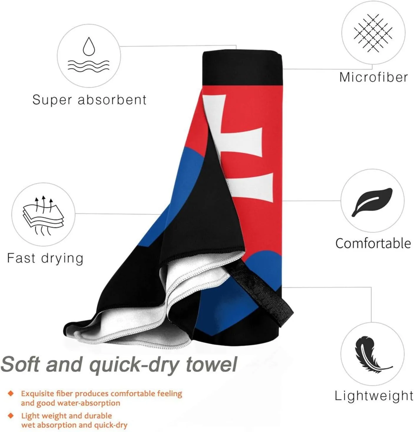 National Emblem of Slovakia Beach Towel with Travel Bag 27.5"x55" Quick Dry Sand Free Lightweight Large Oversized Towels Light Vacation Essentials
