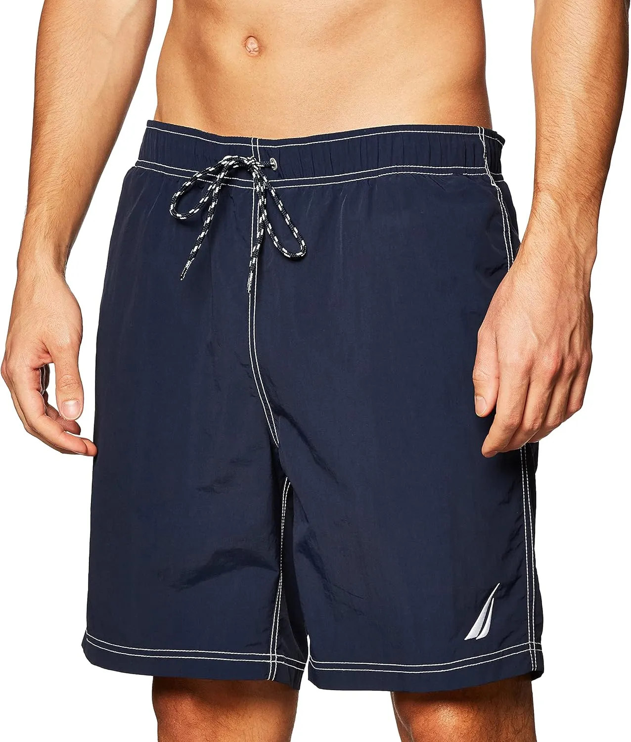 Nautica Men's Solid Quick Dry Classic Logo Swim Trunk