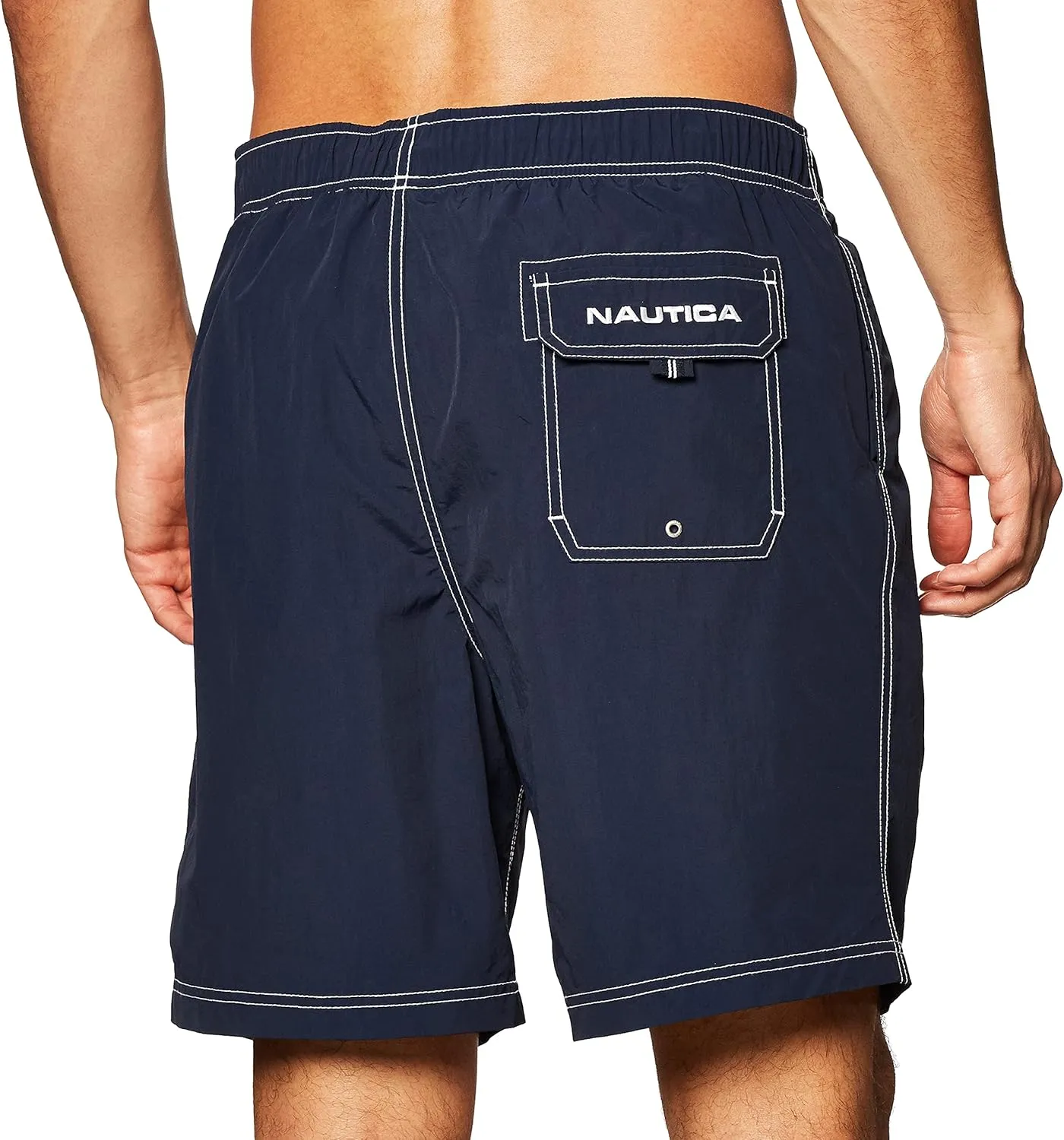 Nautica Men's Solid Quick Dry Classic Logo Swim Trunk