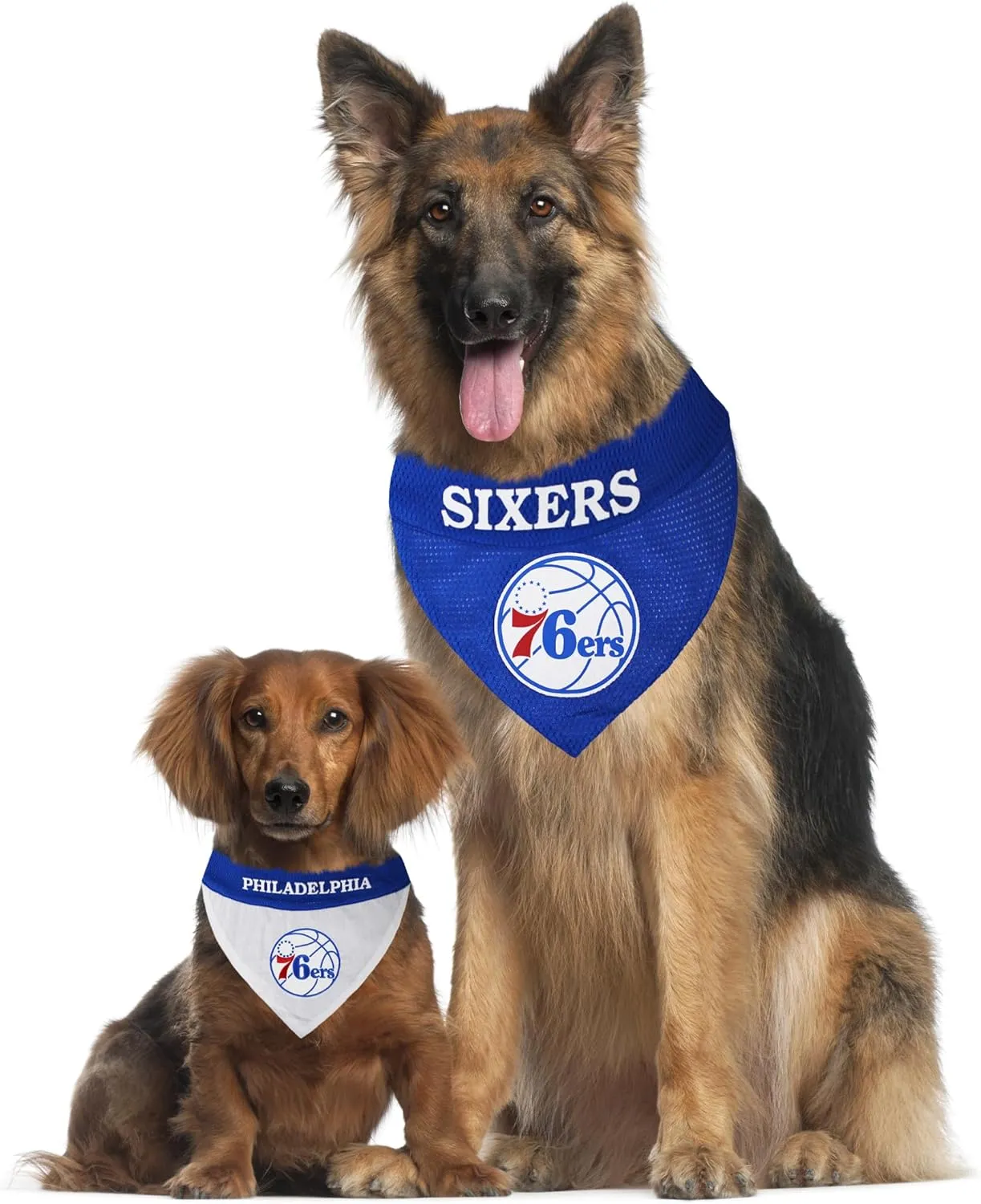 NBA Dog Bandana - Philadelphia 76ers Reversible Pet Bandana. 2 Sided Home & Away Sports Bandana with a PREMIUM Embroidery TEAM Logo, Large/X-Large