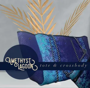 Neoprene TOTE - Amethyst Lagoon: violet purple blue bag  weathered aqua turquoise teal Beach Pool Lake Travel catch-all waterproof washable