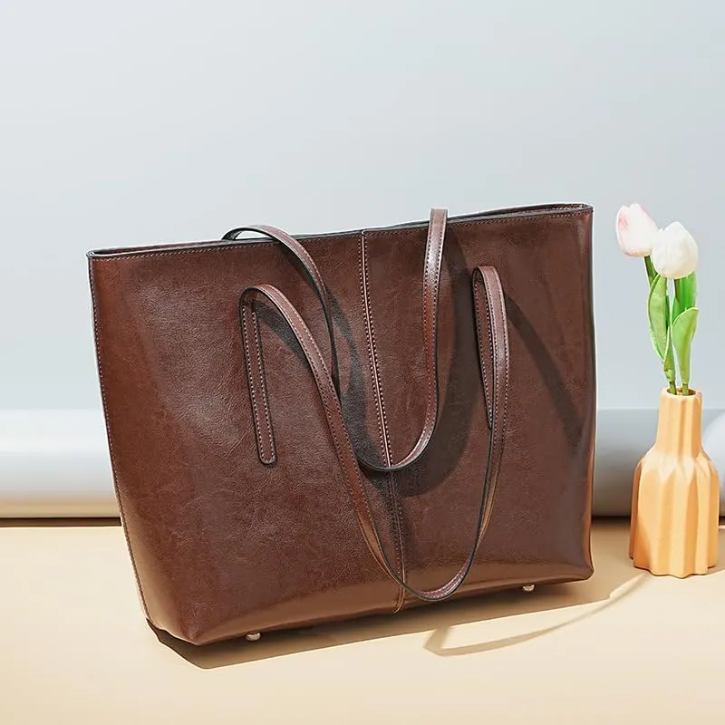 New Coffee Women Handbag 100% Genuine Leather Ladies Shoulder Purse Ladies Black Tote Bag Large Capacity Shopper Bags