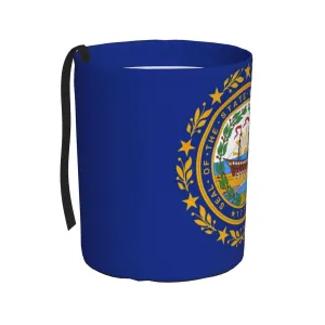 New Hampshire State Flag Print Car Trash Can,Waterproof Leakproof Trash Bag for Car,Foldable Hanging Car Garbage Bin