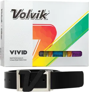 New Volvik Vivid Multi-Performance and 3-Piece Construction Unique Bright Matte Color Finish Golf Ball. 1 Dozen (Assorted X) with 100% Genuine Italian Leather Belt, Black