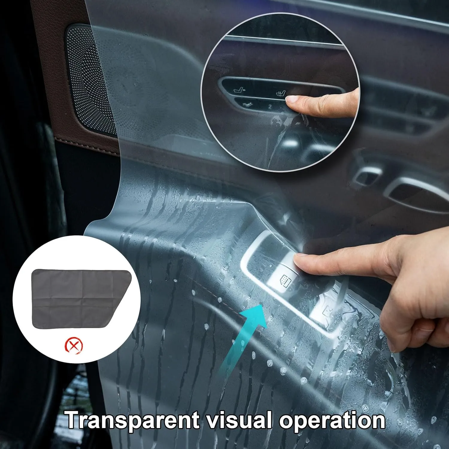 NEWISHTOOL Car Door Panel Cover, 2 Packs Waterproof Guard Protection for Window Film Tint Application, Reusable PET Water Shield Sheets, Black
