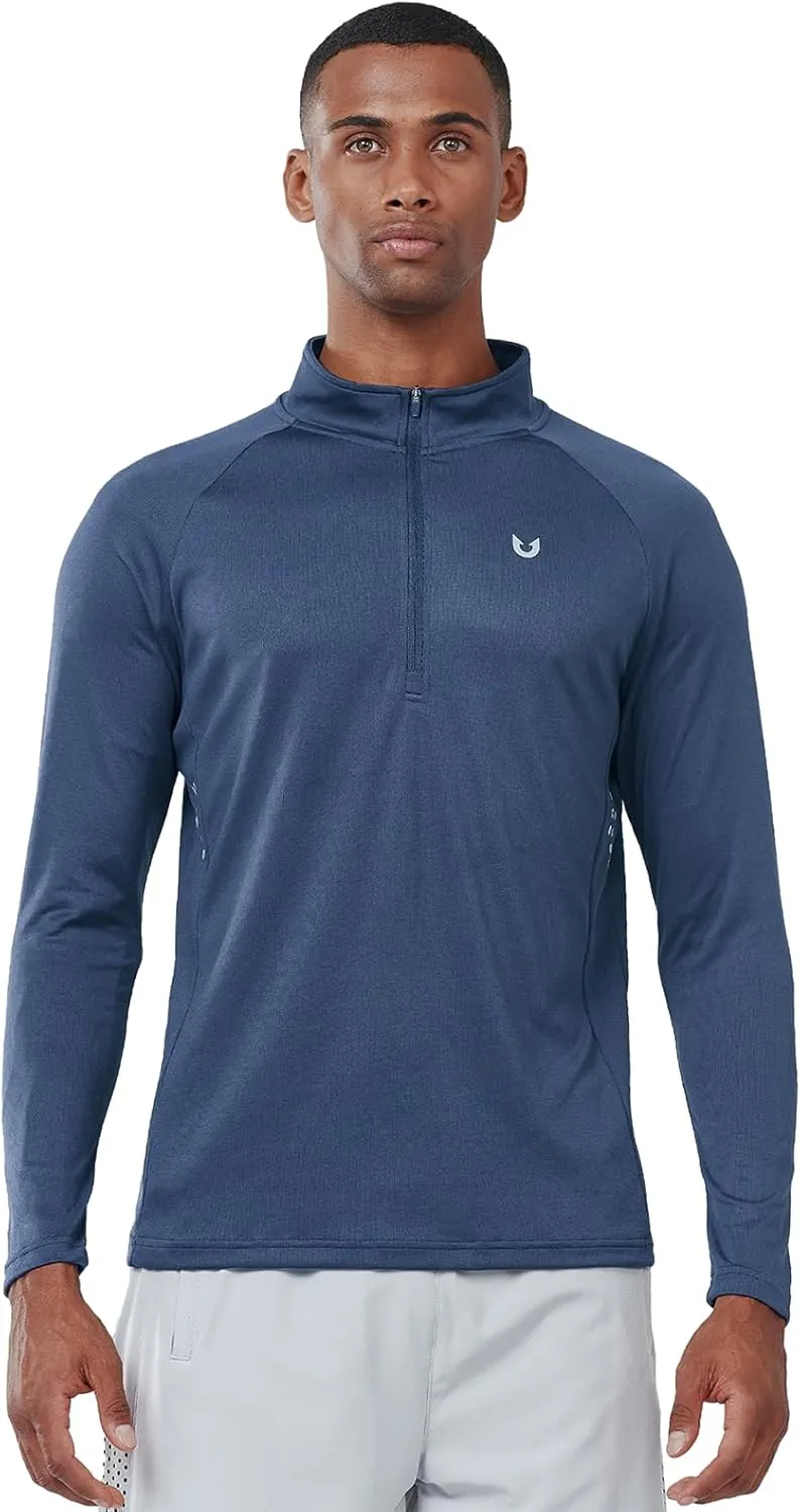 NORTHYARD Men's Running Shirt Long Sleeve Quarter Zip Pullover Moisture Wicking Quick Dry Athletic Workout Shirts