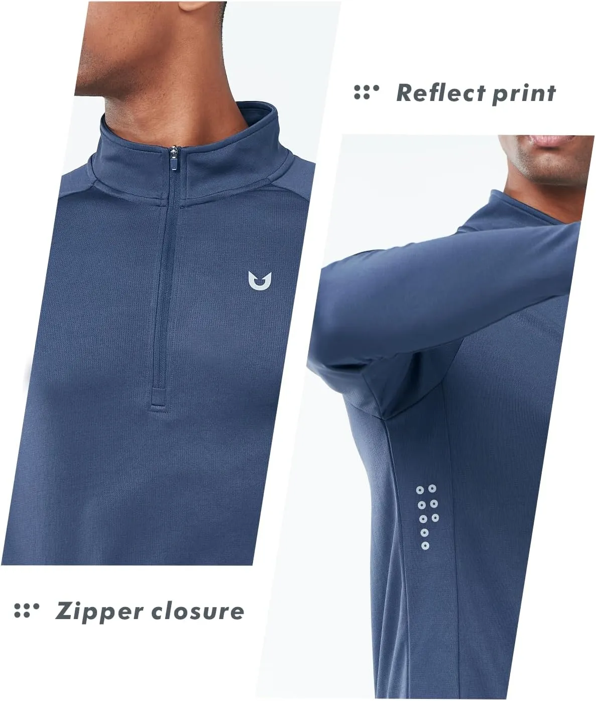 NORTHYARD Men's Running Shirt Long Sleeve Quarter Zip Pullover Moisture Wicking Quick Dry Athletic Workout Shirts