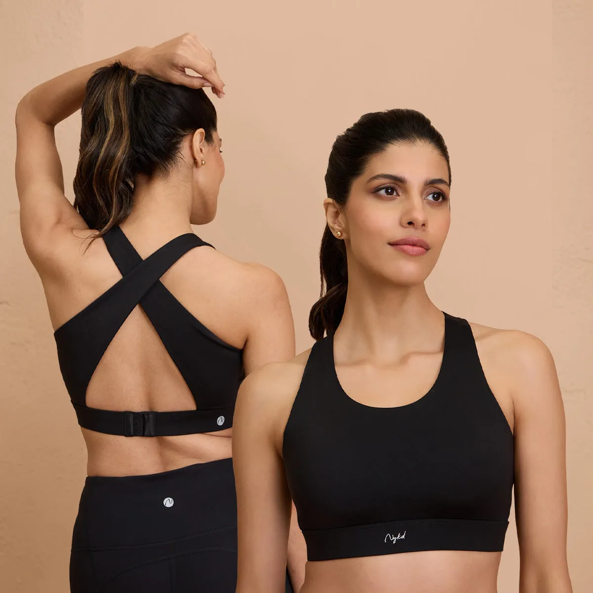 Nykd By Nykaa Ultimate Cross Back Sports Bra with Removable Cups NYK909 Black