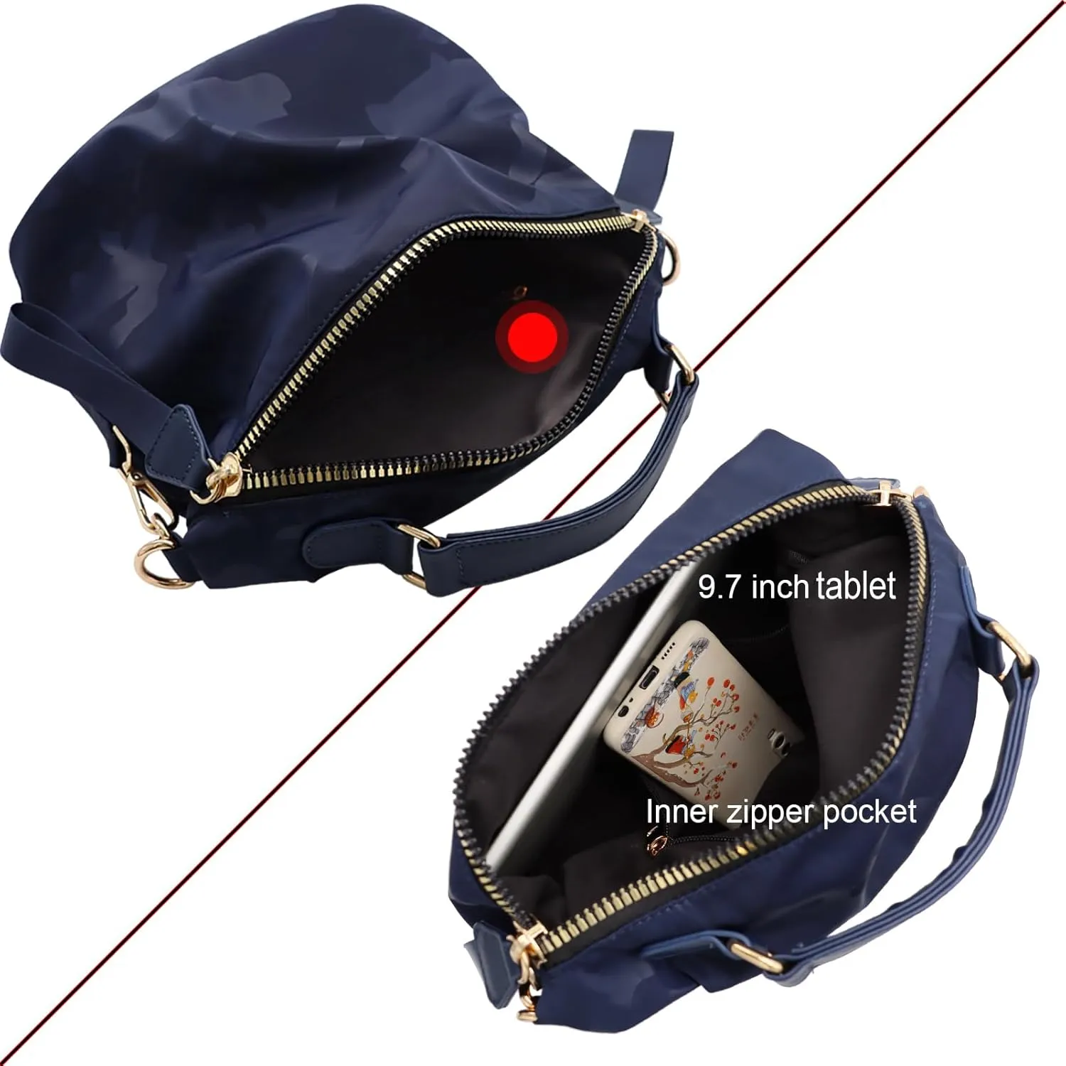 Nylon Crossbody Handbag for Women Anti-theft Purse Shopping Tote Bag Lightweight Shoulder Bag