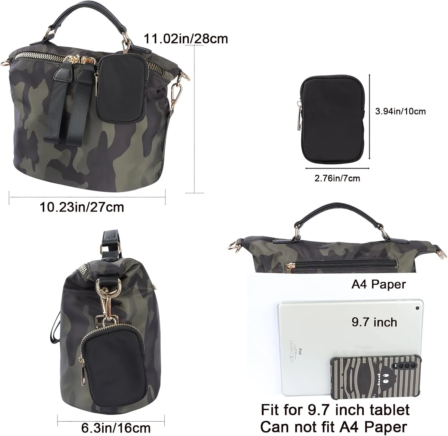 Nylon Crossbody Handbag for Women Anti-theft Purse Shopping Tote Bag Lightweight Shoulder Bag
