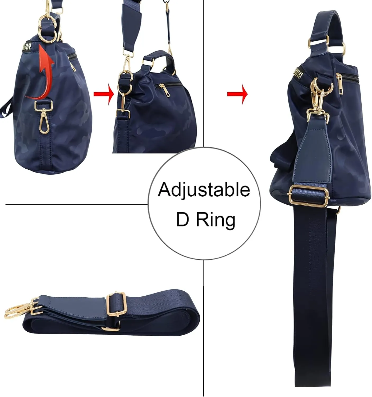 Nylon Crossbody Handbag for Women Anti-theft Purse Shopping Tote Bag Lightweight Shoulder Bag