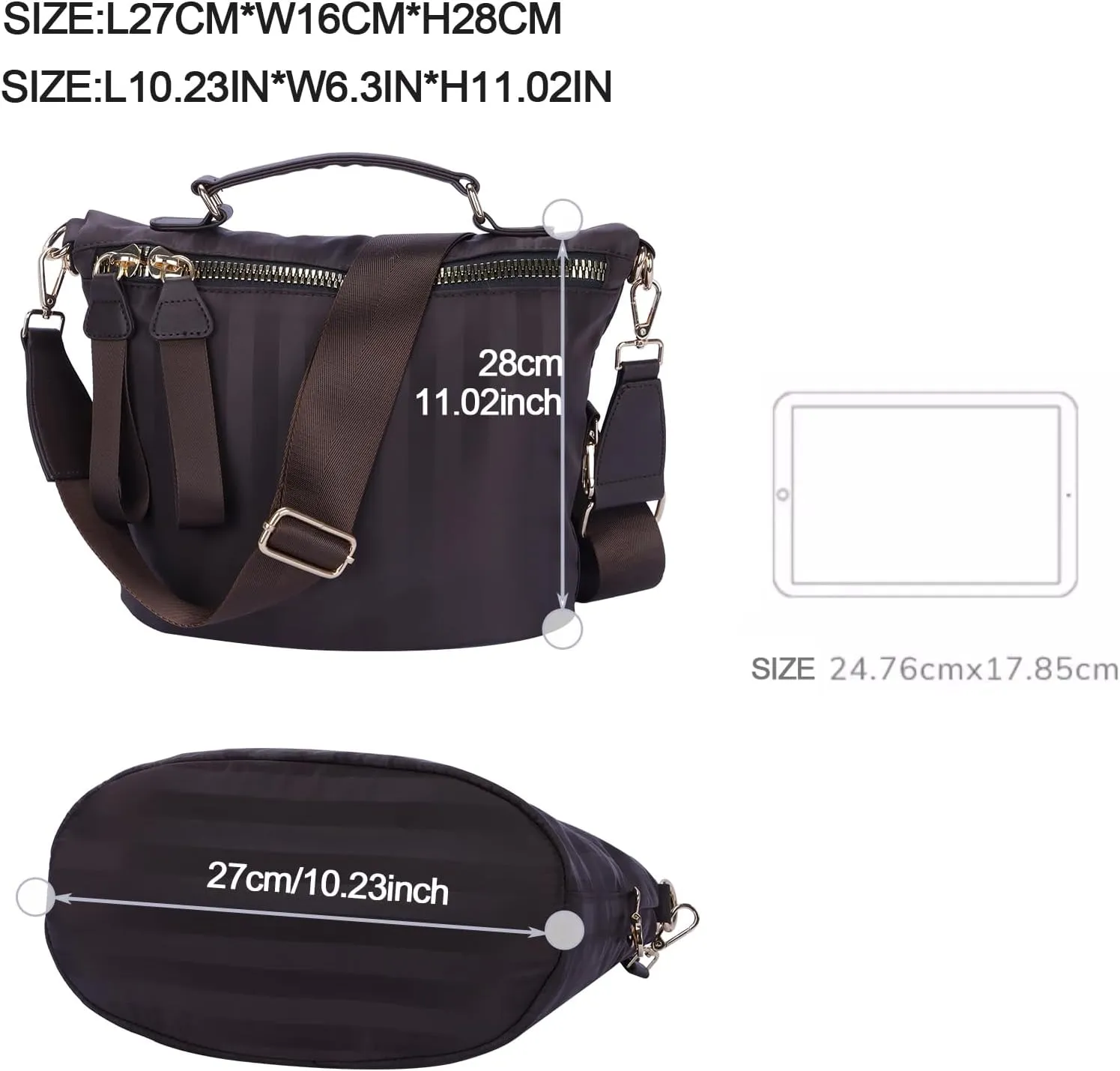 Nylon Crossbody Handbag for Women Anti-theft Purse Shopping Tote Bag Lightweight Shoulder Bag