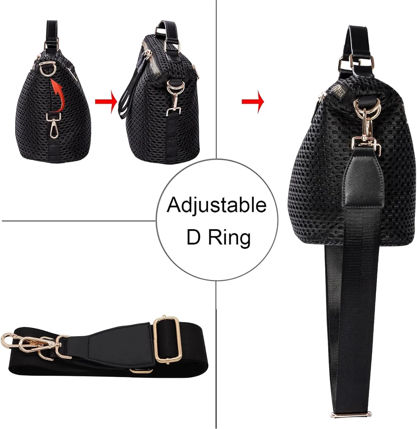 Nylon Crossbody Handbag for Women Anti-theft Purse Shopping Tote Bag Lightweight Shoulder Bag