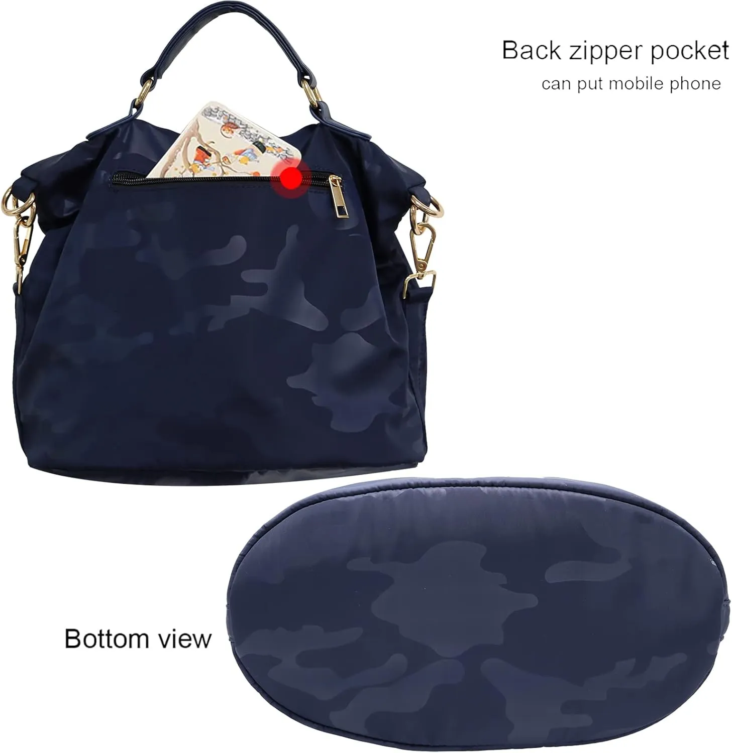 Nylon Crossbody Handbag for Women Anti-theft Purse Shopping Tote Bag Lightweight Shoulder Bag