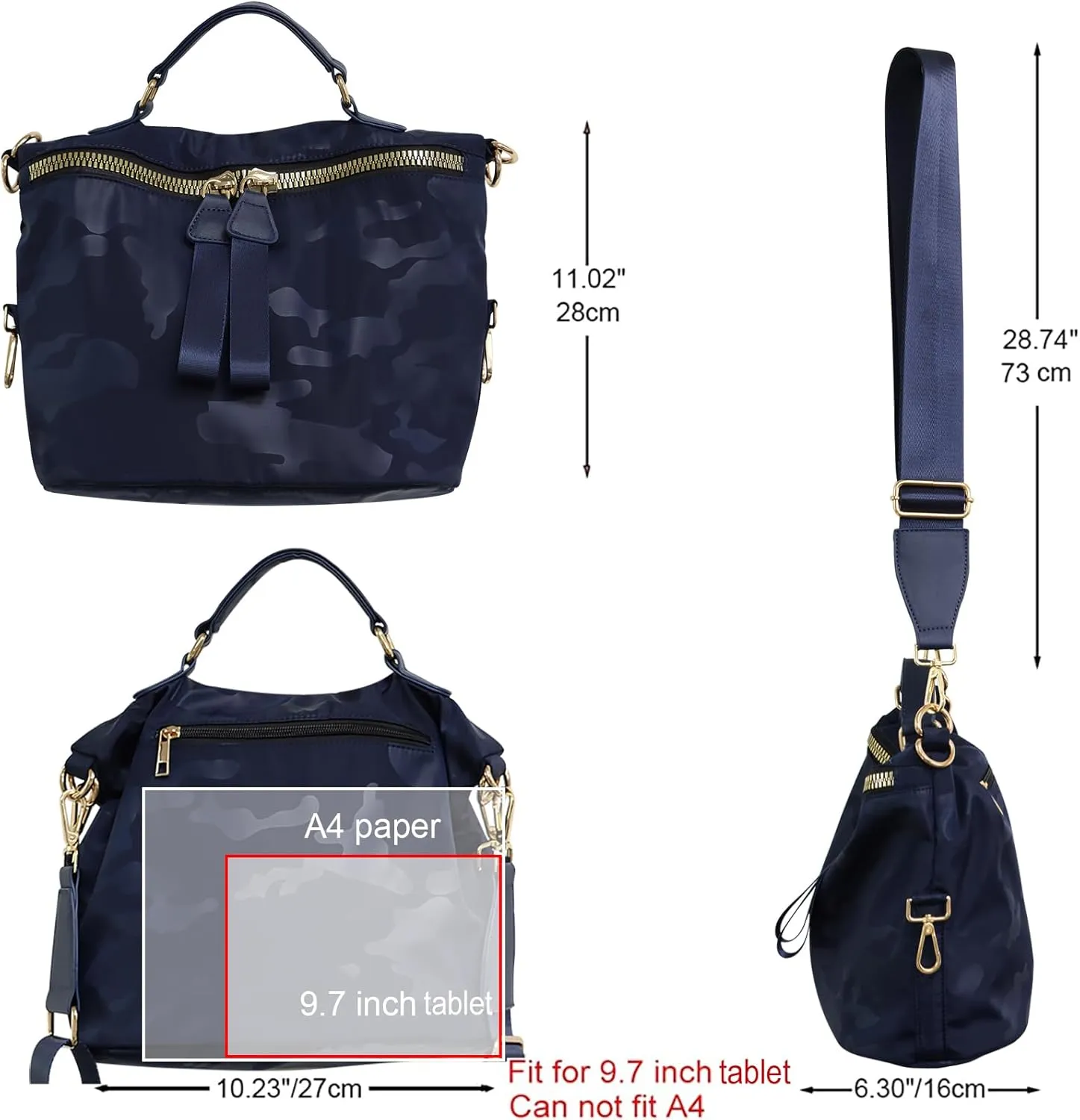 Nylon Crossbody Handbag for Women Anti-theft Purse Shopping Tote Bag Lightweight Shoulder Bag