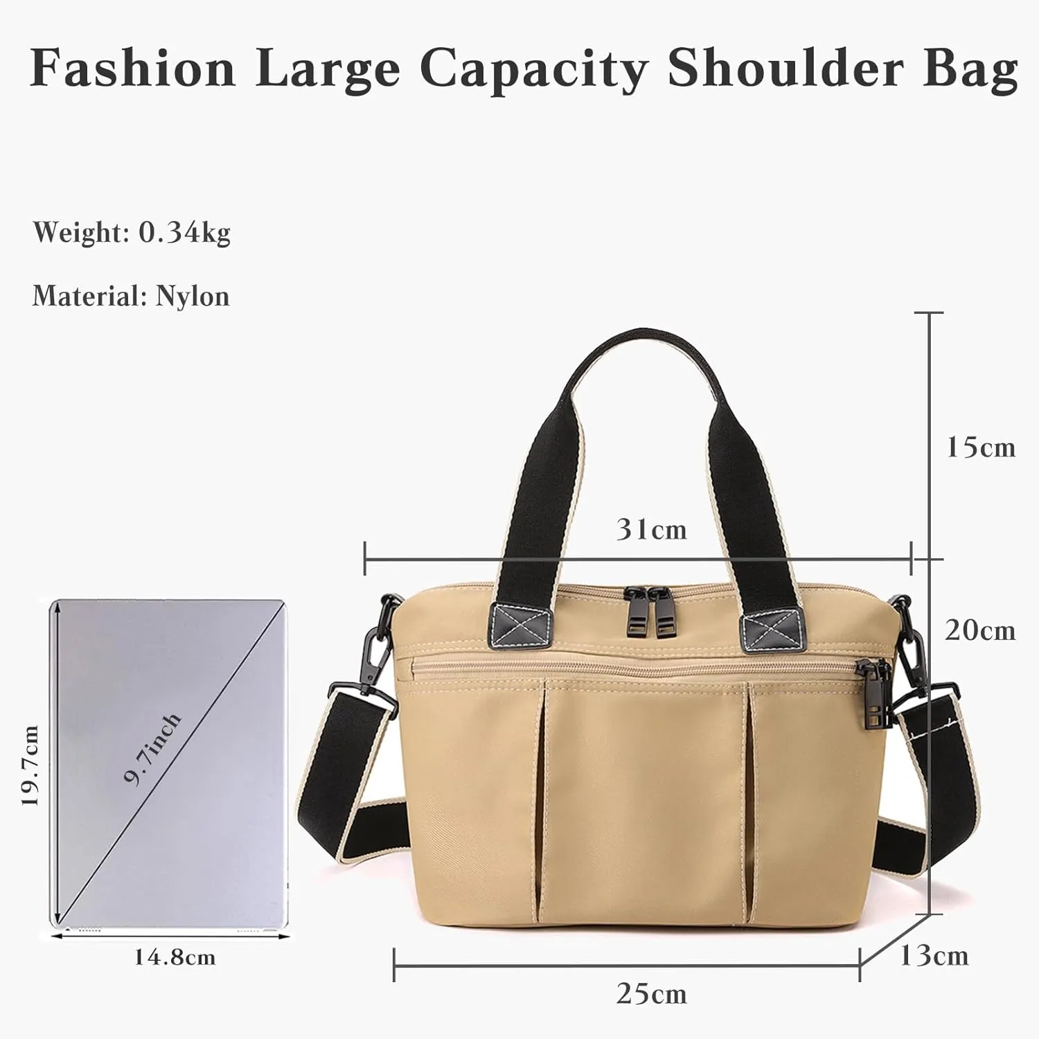 Nylon Handbag Waterproof Shoulder Bag for Women - Casual Crossbody Top Handle Messenger Bag