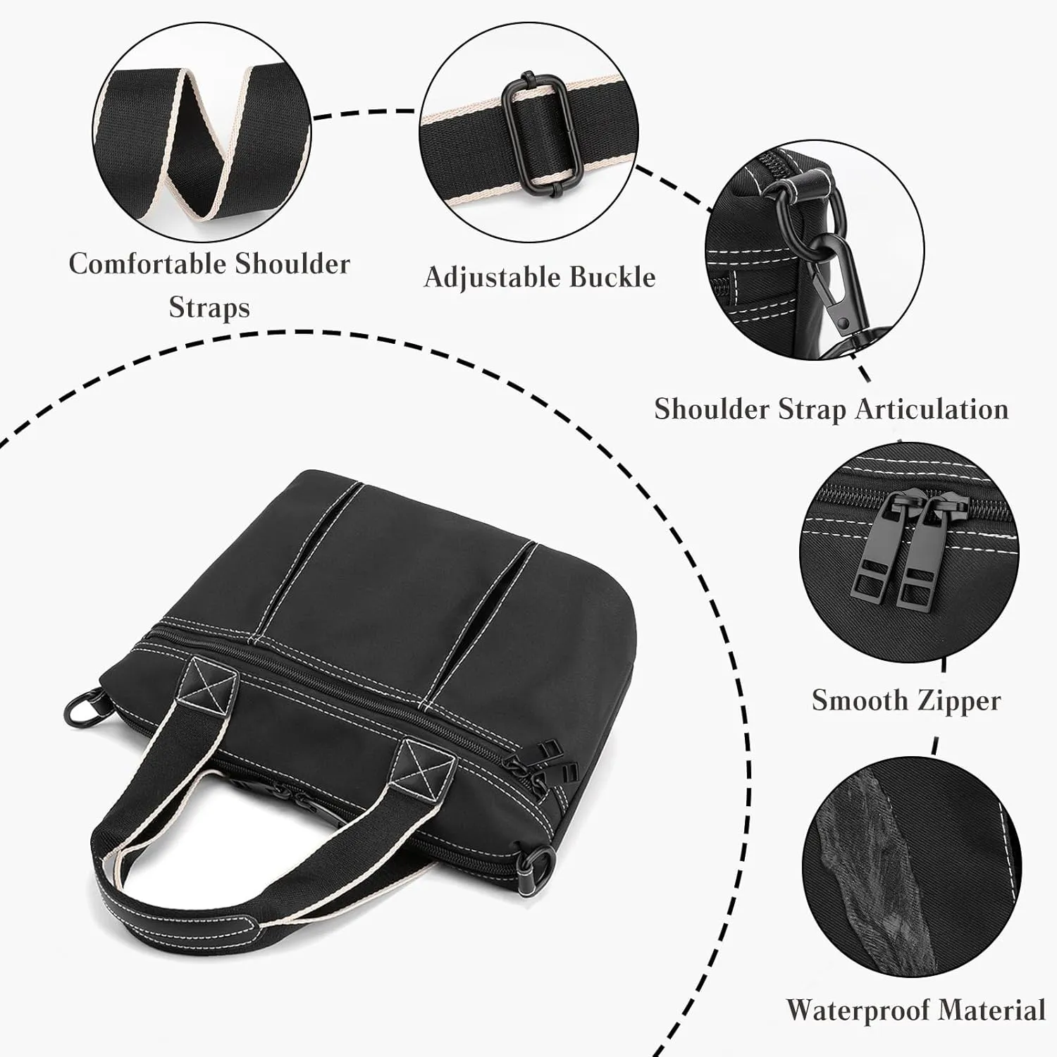 Nylon Handbag Waterproof Shoulder Bag for Women - Casual Crossbody Top Handle Messenger Bag
