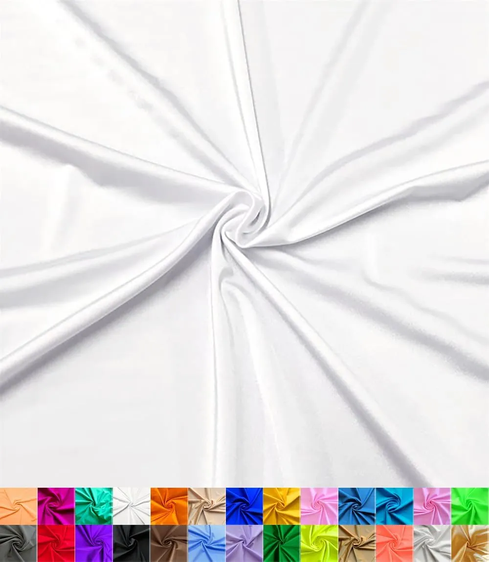 Nylon Spandex Fabric | 80% Nylon, 20% Spandex | Swimwear, Activewear Fabric | 4-Way Stretch | Sports, Dance, Yoga (White, 1 Yard)