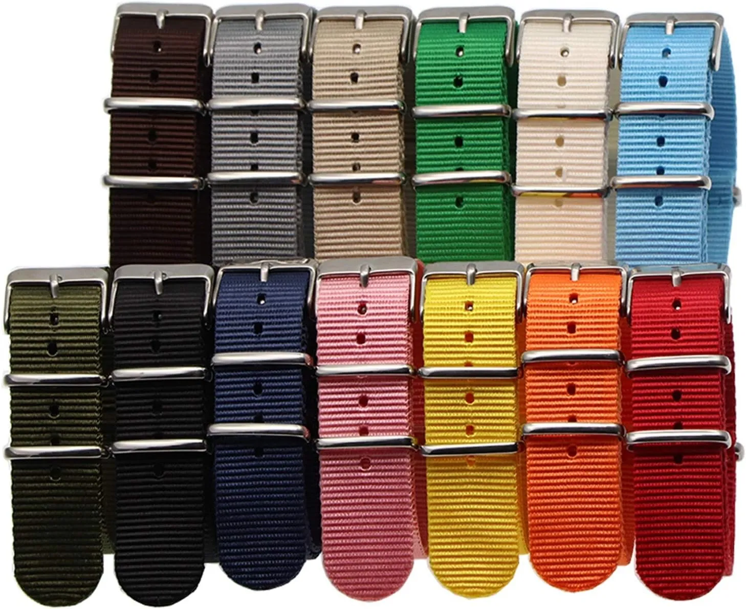 Nylon Watch Strap Strap 18Mm 20Mm 22Mm Strap Stripe Replacement Watch Accessories Strap /18Mm/White
