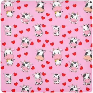 ODAWA Cute Cows Red Hearts 21.7"x21.7" Self-adhesive Cloth Soft Reusable Wrap Cloth, Self Adhesive Wraps for Electronics