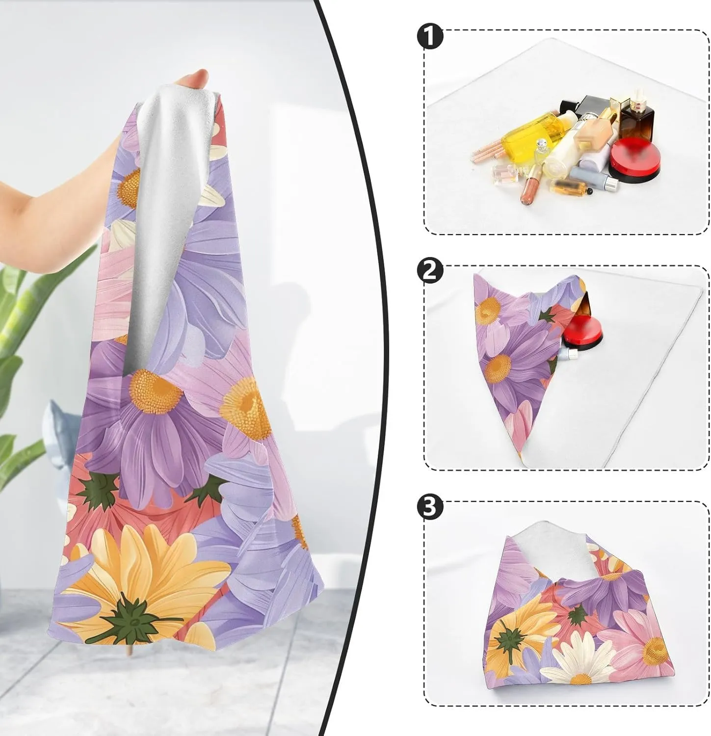 ODAWA Self Adhesive Cloth 21.7"x21.7" Floral Daisies Purple Lens Protector Wrapper for Camera, Lens, Laptop