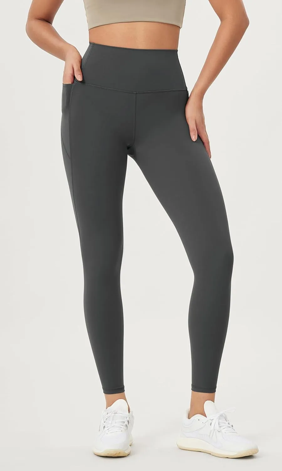 ODODOS Women's High-Waist 7/8 Compression Leggings with High-Positioned Pockets, Yoga Pants for Running & Workout