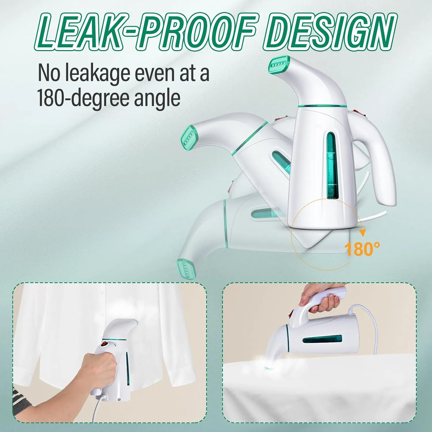 OGHom Steamer for Clothes,Portable Handheld Travel Steamer,300ml Large Capacity,950W,30 Second Fast Heat Up Garment Steamer (Turquoise)