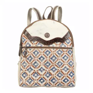 OHLAY KB138 Backpack Hand Tooled Upcycled Canvas Hair-On Genuine Leather women bag western handbag purse