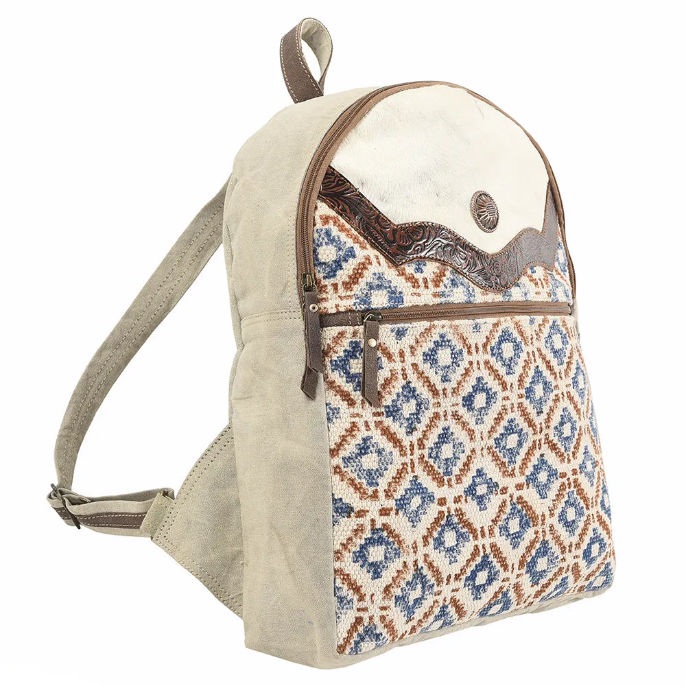 OHLAY KB138 Backpack Hand Tooled Upcycled Canvas Hair-On Genuine Leather women bag western handbag purse